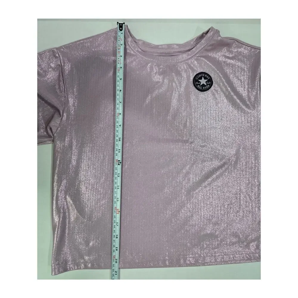Converse Metallic Pink Shimmer Tee Youth XL Oversized Top (Can fit Woman's M/L)